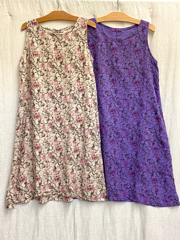 Linen Cosmos Bouquet Easy Shorter Tank Dress