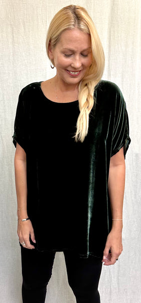Rayon Silk Velvet Back Pleat Top (More colors available)
