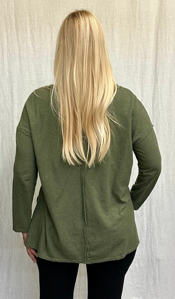 Cotton Linen Jersey Deep V-Top (Other color available)