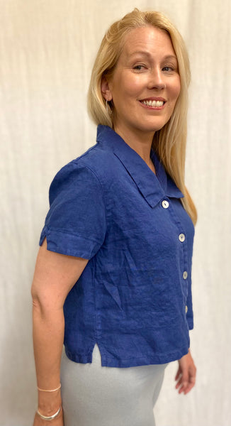Linen Short Sleeve Cropped Jacket (More colors available)
