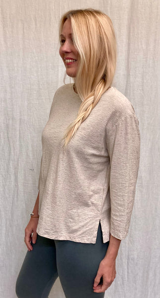 New Color! Cotton Linen Jersey 3/4 Sleeve Boxy Tee