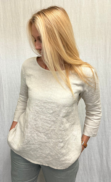 Linen 3/4 Sleeve A-Line Top (More colors available)
