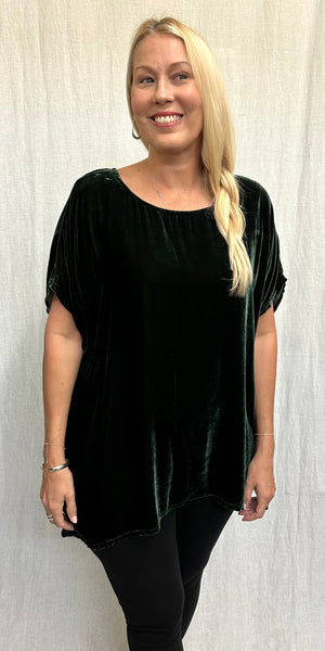 Rayon Silk Velvet Back Pleat Top (More colors available)