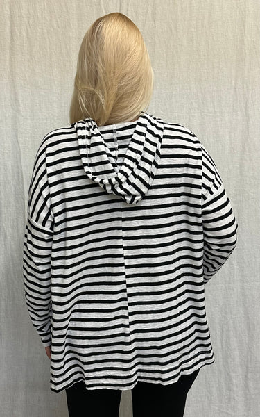 Cotton Linen Black/Natural Stripe Sweatshirt