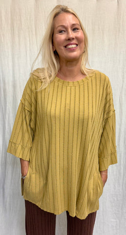 Viscose Frayed Stripe One Size Pocket Tunic (More colors available)