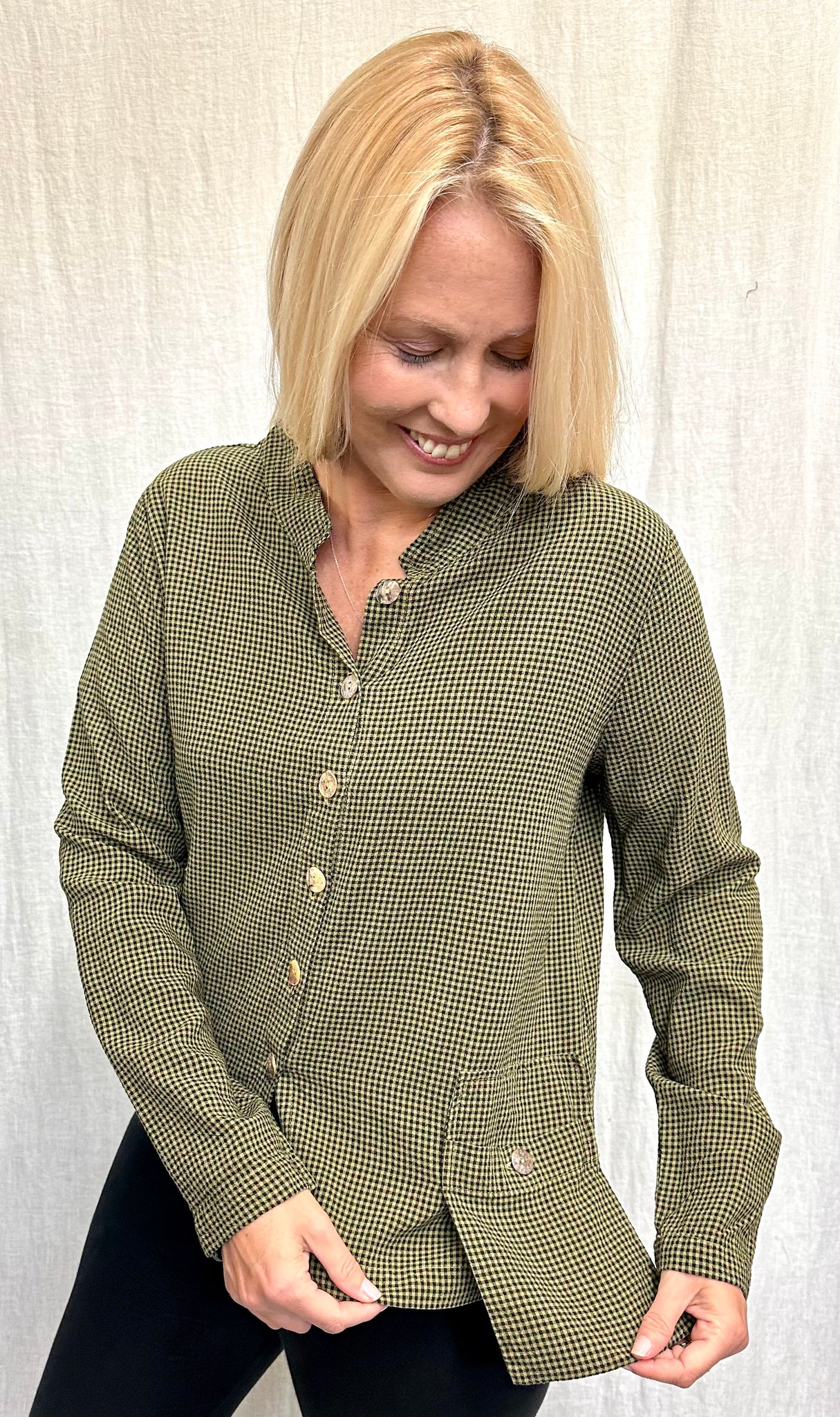 Tencel Mini Check Cargo Jacket (More colors available)