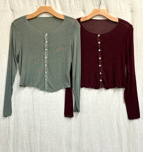 Rayon Peach Sweater Knit Cropped Cardigan