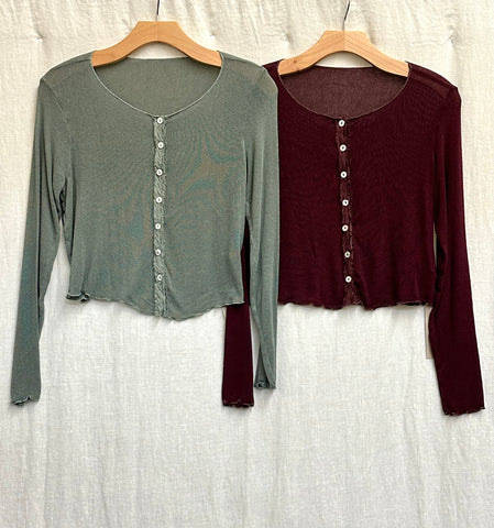 Rayon Peach Sweater Knit Cropped Cardigan