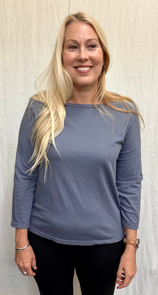 Cotton Texture Mini Dot 3/4 Sleeve Boatneck Top (Other color available)