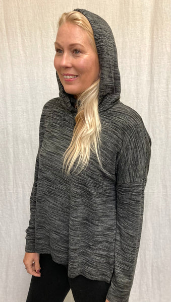 Marled Rayon Knit Hoodie