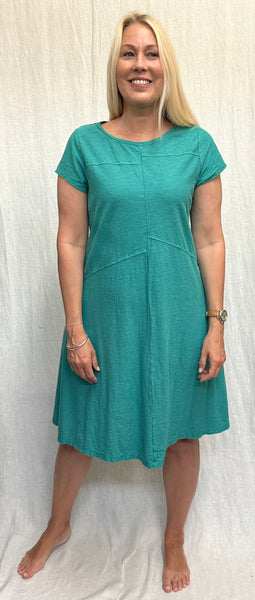 Lightweight Cotton Linen Jersey Seamed Midi Dress (Other color available)