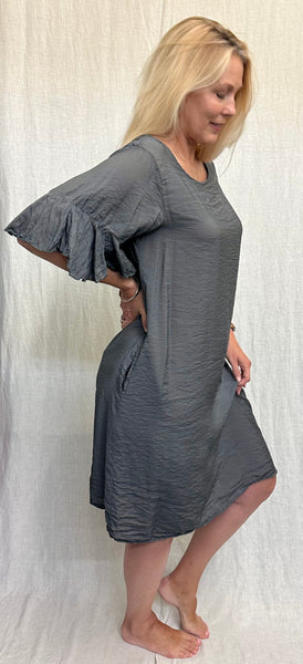 Rayon Parachute Flounce Sleeve Dress (Other color available)
