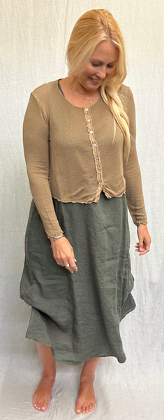Rayon Peach Sweater Knit Cropped Cardigan (Other color available)