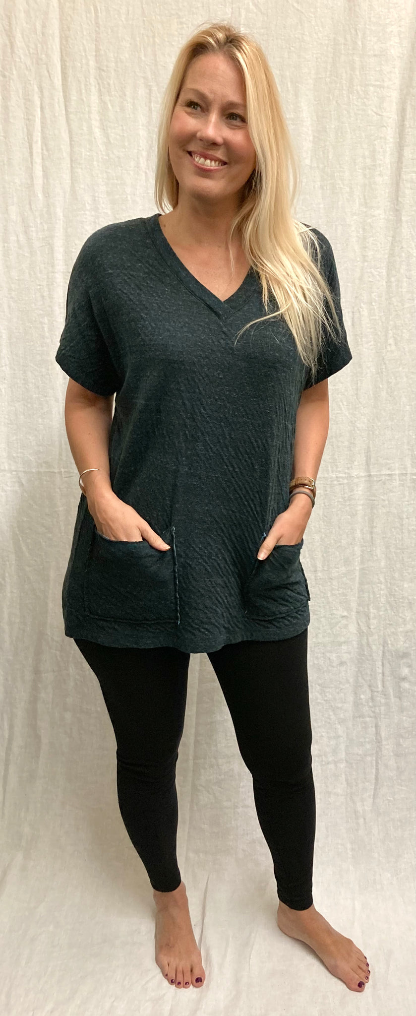 Cotton Rayon Charcoal Doublecloth Pocket Vest