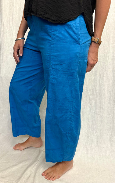 Cotton Linen Textured Mini Stripe Barrel Crop Pant (New color!)