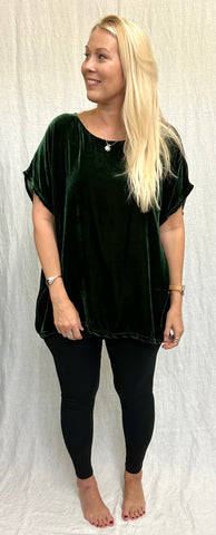 Rayon Silk Velvet Back Pleat Top (More colors available)