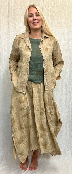 Hanky Linen Brush Stroke Crop Shirt