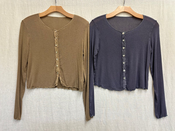 Rayon Peach Sweater Knit Cropped Cardigan (Other color available)