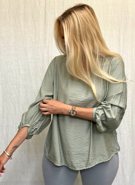 Rayon Parachute Balloon Sleeve Top (Other color available)