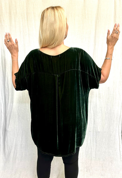 Rayon Silk Velvet Back Pleat Top (More colors available)