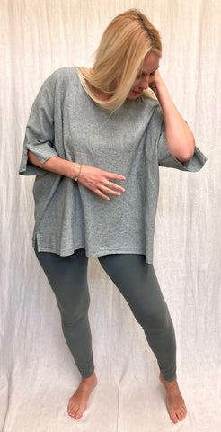 Cotton Linen Crosshatch V-Neck Top (More colors available)