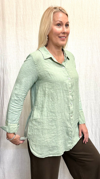 Linen Cotton Combo Long Sleeve Shirt (Other color available)