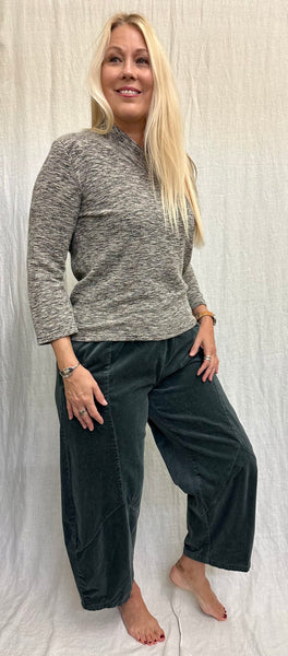 Soft Cotton Velvet Barrel Crop Pant