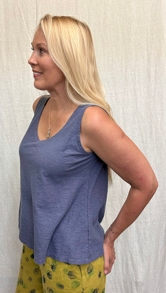 Cotton Linen Jersey Twist Tab Tank (Other color available)