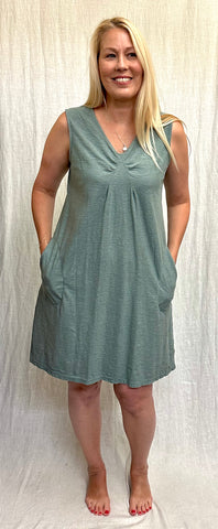 Cotton Linen Jersey Tuck Front Shift (Other color available)