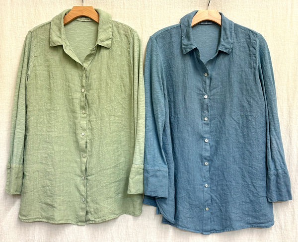 Linen Cotton Combo Long Sleeve Shirt (Other color available)