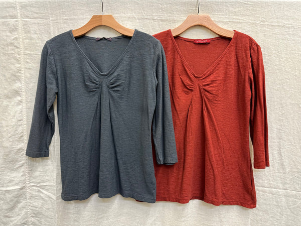 Cotton Linen Jersey Tuck Front Top (Other color available)