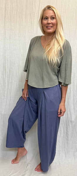Cotton Linen Jersey Pleat Pant (Other color available)