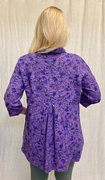 Linen Bellflower Print Easy Shirt (Other colors available)
