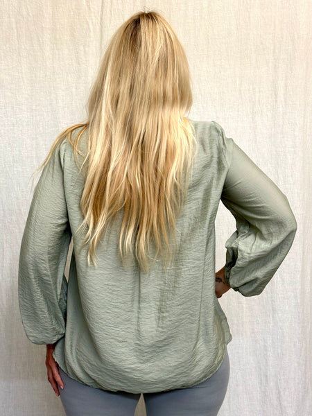Rayon Parachute Balloon Sleeve Top (Other color available)