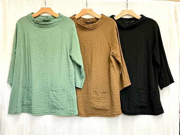 Rayon Fall Parachute Raglan Pocket Top (More colors available)