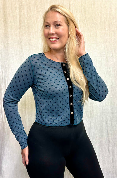 Rayon Mesh Dot Velvet Trim Cardi (More colors available)