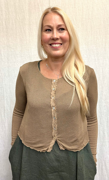 Rayon Peach Sweater Knit Cropped Cardigan (Other color available)