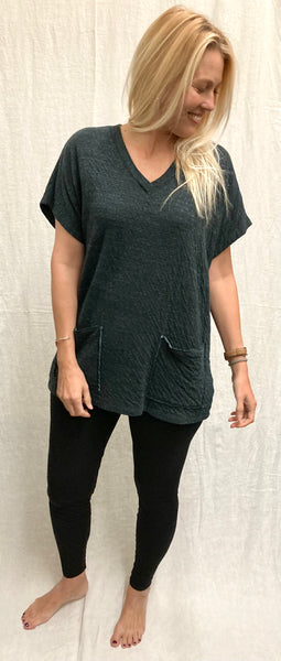 Cotton Rayon Charcoal Doublecloth Pocket Vest