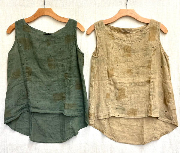 Hanky Linen Brush Stroke Shirt Tail Tank (Other color available)