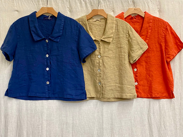 Linen Short Sleeve Cropped Jacket (More colors available)