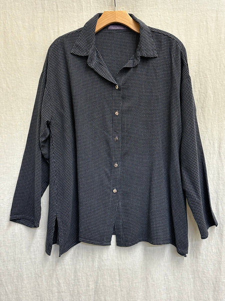 Tencel Mini Check High Low Crop Shirt