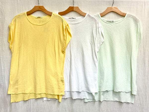 Lightweight Cotton Linen Jersey Roll Up Sleeve Tee (More colors available)