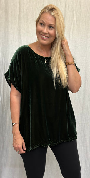 Rayon Silk Velvet Back Pleat Top (More colors available)