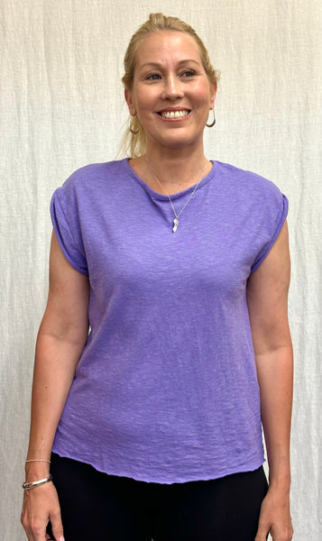 Lightweight Cotton Linen Jersey Roll Up Sleeve Tee (More colors available)