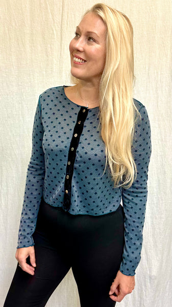 Rayon Mesh Dot Velvet Trim Cardi (More colors available)