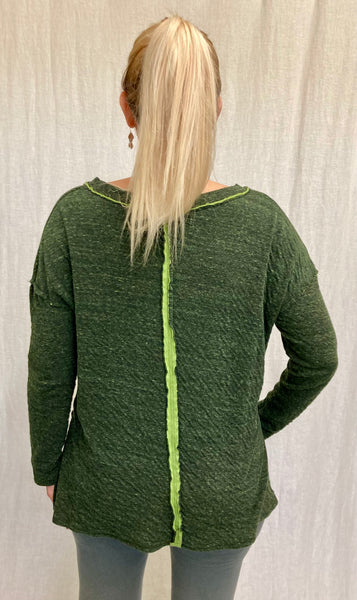 Cotton Rayon Charcoal Doublecloth Deep V Top (More colors available)