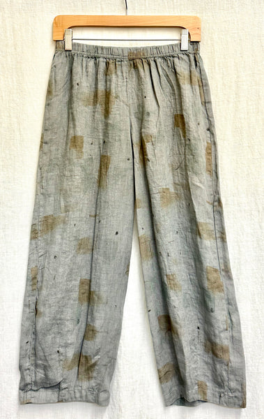 Hanky Linen Brushstroke Cropped Pant with Darts