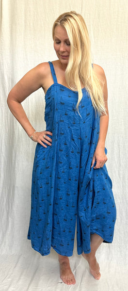 Hanky Linen Sailboats Crop Jumpsuit (New colors!)