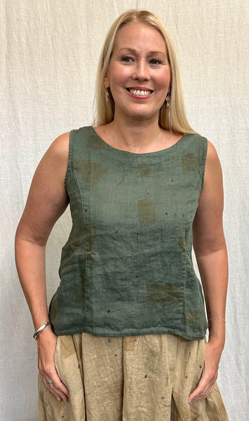 Hanky Linen Brush Stroke Shirt Tail Tank (Other color available)
