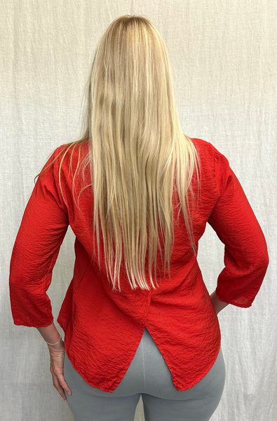 Rayon Parachute 3/4 Sleeve Split Back Top